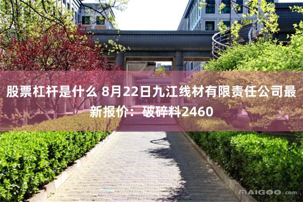 股票杠杆是什么 8月22日九江线材有限责任公司最新报价：破碎料2460