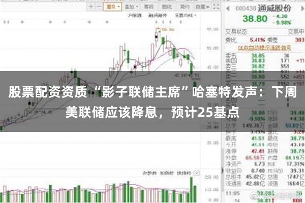 股票配资资质 “影子联储主席”哈塞特发声：下周美联储应该降息，预计25基点