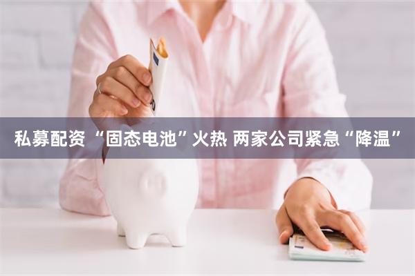私募配资 “固态电池”火热 两家公司紧急“降温”